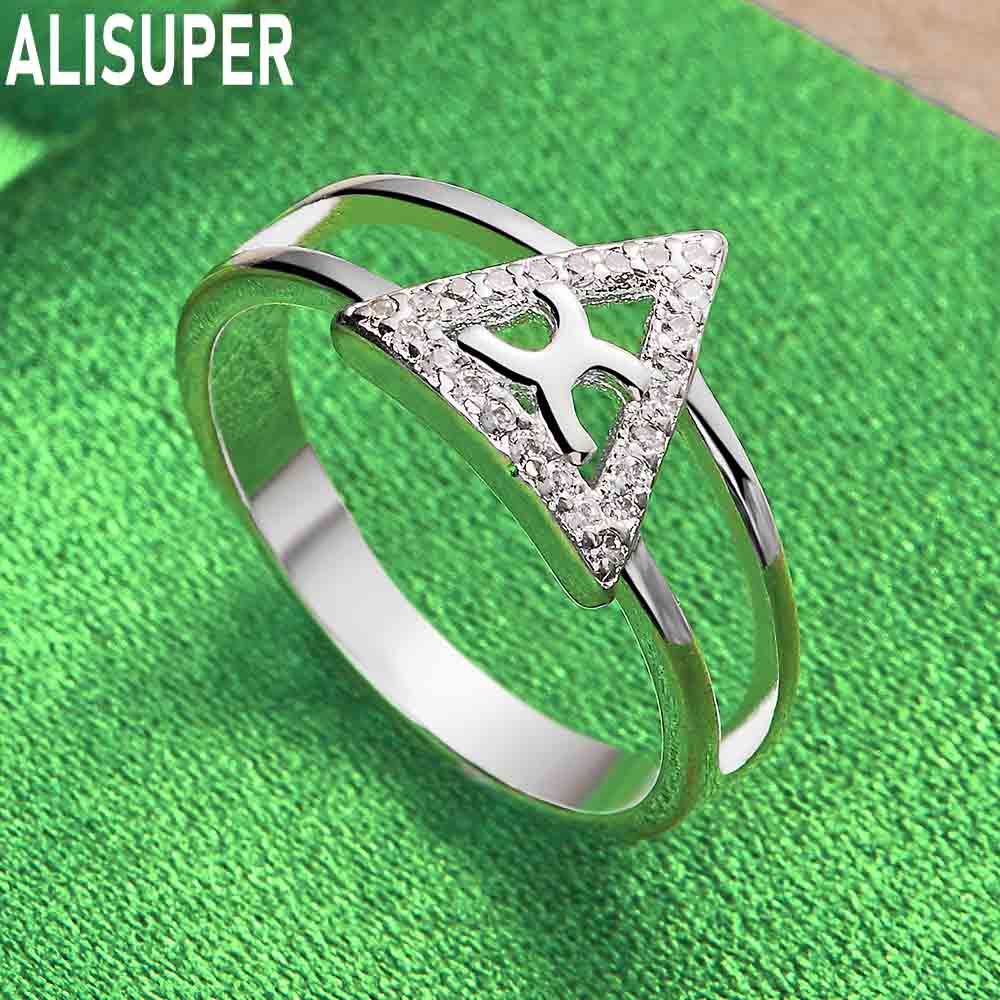 Кольцо с треугольным цирконом из стерлингового серебра 925 пробы с модным шармом