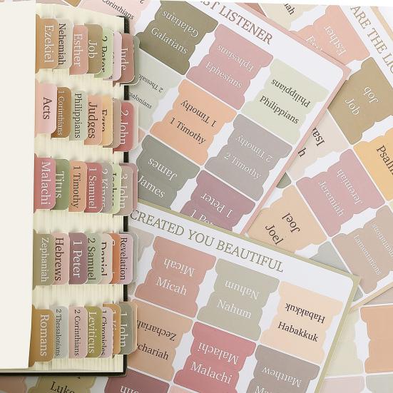 5 Sheets Bible Index Label Stickers Different Colors Self-adhesive Anti-slip Clear Print Boho Color Durable Bible Book Tabs