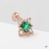 14K Gold Needle Green Cubic Rose Gold Piercing (S8538974)