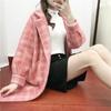 Korean-Style Plaid Knit Coat: Mid-Length Imitation Mink Velvet, Loose Fit, Early Winter Women's Fashion