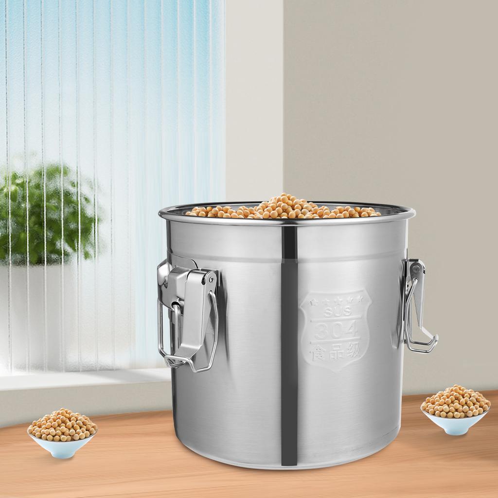 Premium 304 Stainless Steel Rice Storage Container, 12L/3.17gal Airtight Kitchen Grain Bin, Free Standing Food-Grade Canister