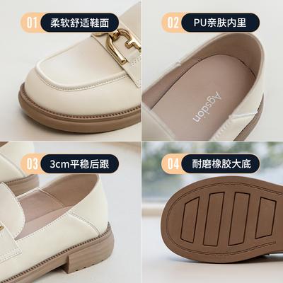 Огустин женские лоферы в британском стиле 2025 новая осень ретро стиль мягкая подошва туфли Doudou толстый каблук маленькие кожаные туфли
