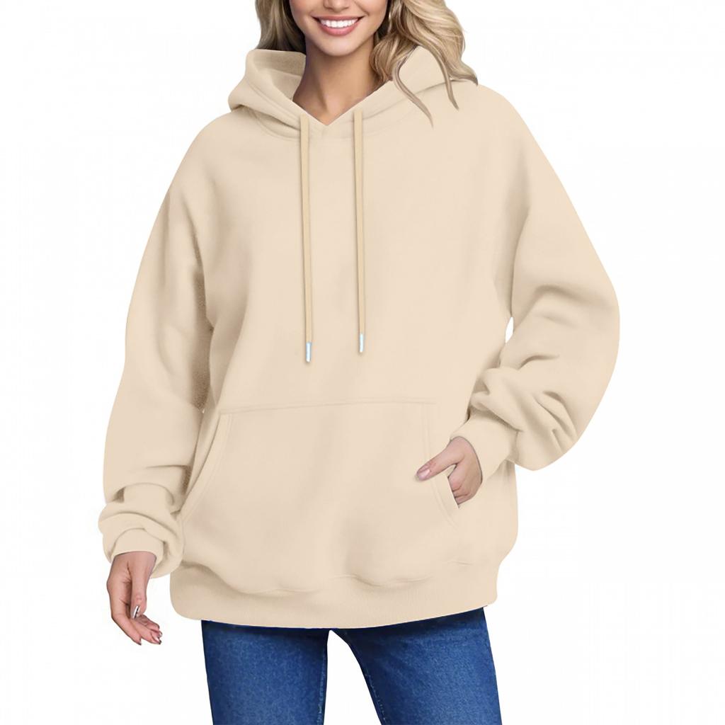 Женская толстовка с капюшоном, однотонная, с длинными рукавами, мешковатый свитер, топ