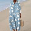 Женское повседневное модное платье макси с V-образным вырезом и длинными рукавами с цветочным принтом
