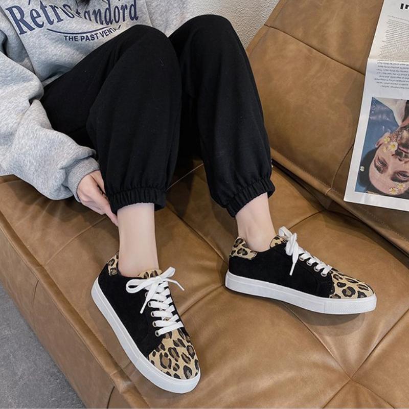 Модная женская обувь, новая мода, повседневная обувь на шнуровке, женские туфли на плоской подошве с леопардовым принтом, женские эспадрильи, размер плюс 43, обувь для женщин