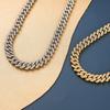 Cuban chain, 12mm, diamond shaped, men's and women's necklace, rhinestone, button, sweater chain, light luxury and high-end feel, hip-hop style