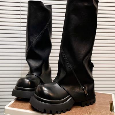 Европейские большеголовые ботинки-маффины на платформе с молнией, ботинки-локомотивы, нишевые Spice Girls, брюки, высокие ботинки, маленькая женская обувь