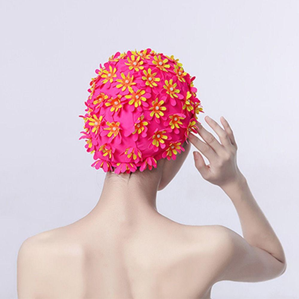 Цветок Цветочный Лепесток Шапочка для плавания Длинные волосы Шапочка для плавания Пляжная шапочка для плавания Шапочка для плавания Водные виды спорта