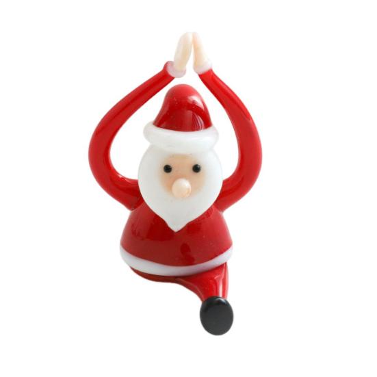 Санта Клаус Йога Стеклянное Украшение Настольное Искусство Фигурка Здоровый Юмористический Праздничный Декор Стеклянное Художественное Украшение