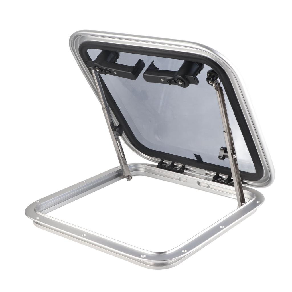 410x410mm Boat Ventilation Hatch Window Square Push Out Deck Porthole Skylights Escape Window for 3‑23mm Thickness