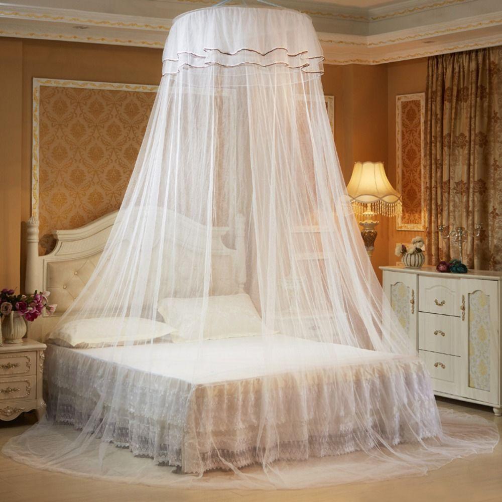 Luxury Pleated Lace Mesh Dome Queen Size Bed Canopy Mosquito Net Bedding Article Bed Tent