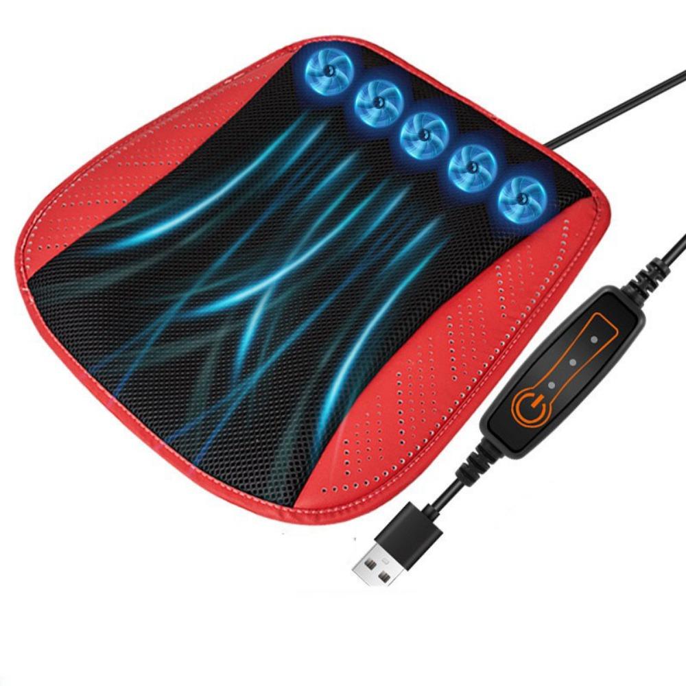 with 8/5 USB Fans Car Ice Silk Seat Cushion Fast Blowing Car Seat Cooling Pad Office Chairs