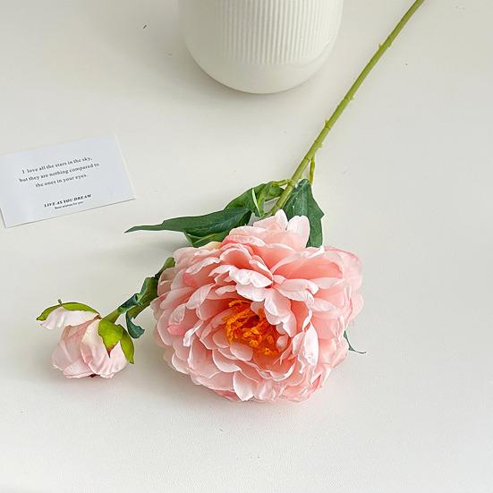 24" Artificial Peonies Flowers Faux Silk Peony Flower Fake Long Stem for Vase Floral Arrangement