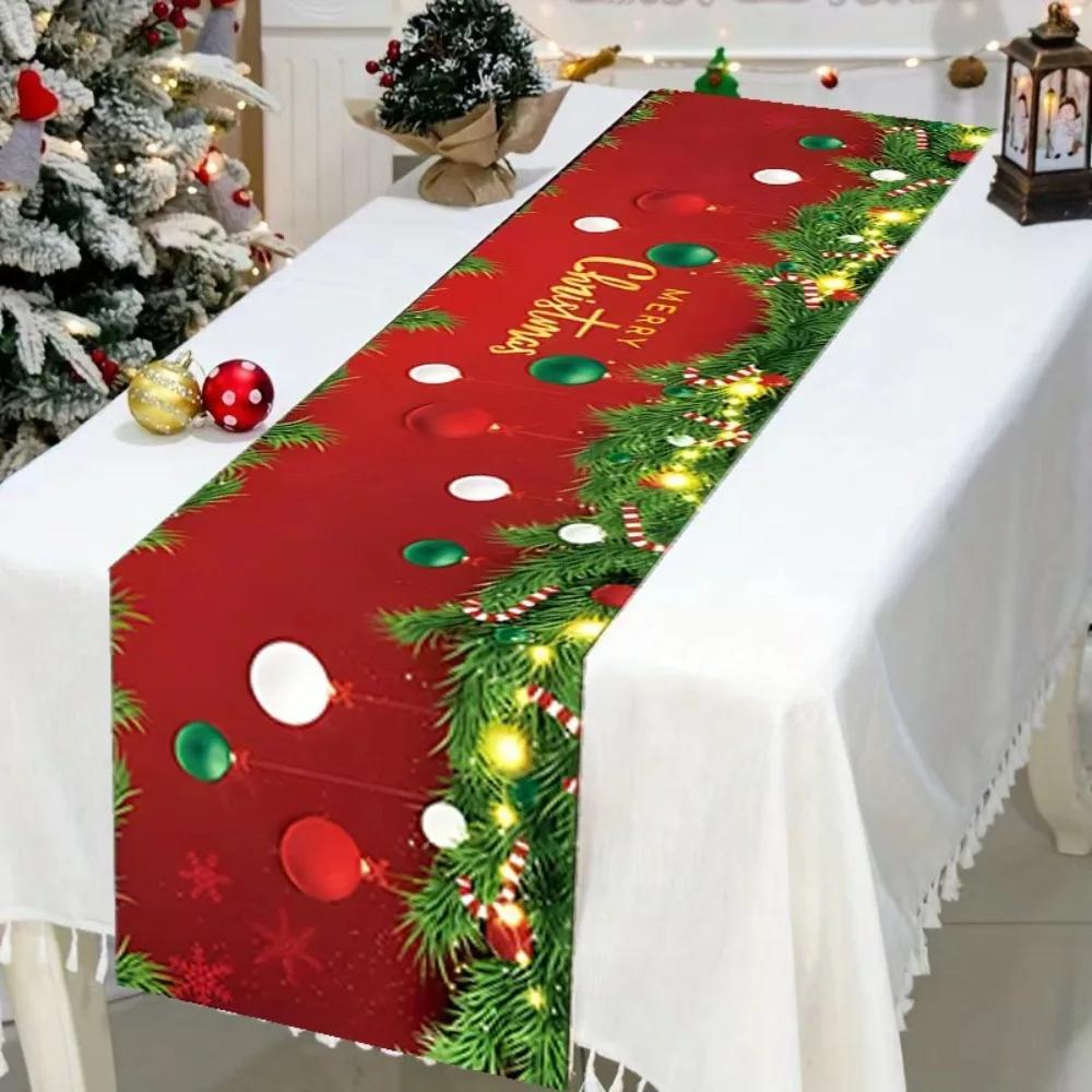 New Santa Claus Christmas Table Runner Elk Snowman Christmas Tablecloth New Year Xmas Table Flag Cover Home Decor