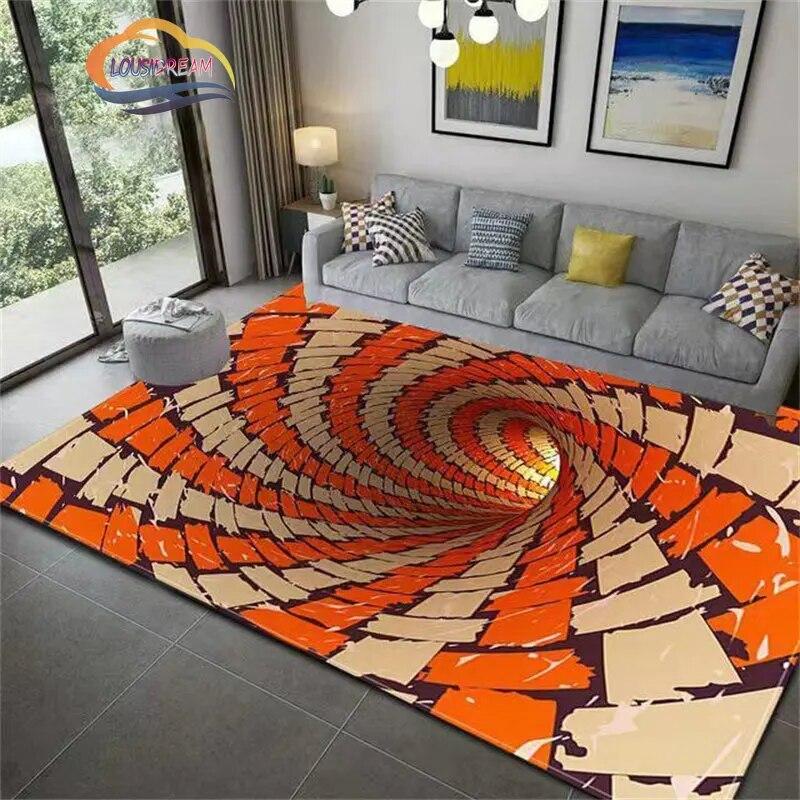 Geometry Carpet Living Room Sofa 3D Visual Vortex Bedroom Large Area Creative Floor Mat