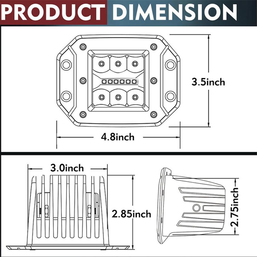 2 ШТ. Врезной монтаж 4,8 ДЮЙМА CREE 96 Вт 9600 ЛМ Комбинированный заливающий/точечный светодиодный рабочий свет Кубические фары Внедорожная противотуманная фара Фара для вождения