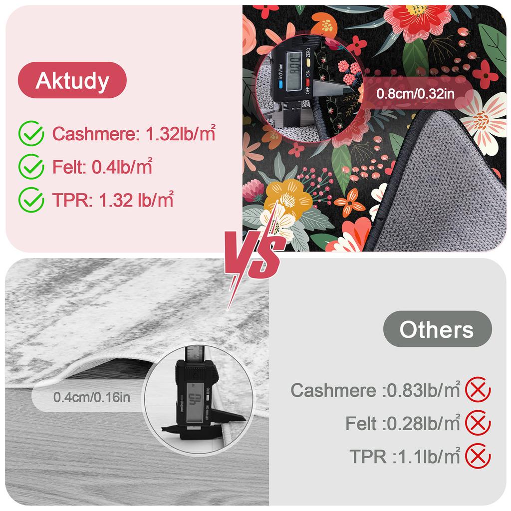 153X214CM Washable Rug Boho Floral Area Rug Non Slip Soft Carpet Low Pile Indoor Floor Carpet for Bedroom Office Dining Room