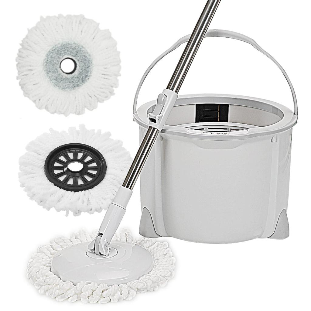 Rotating Mop Floor Mop Flooring Wiper Mop Rotating Mop Squeezer Mop Set Gray 2 Cloths Replacement Bucket Included Single Layer Cleaning Dehydration