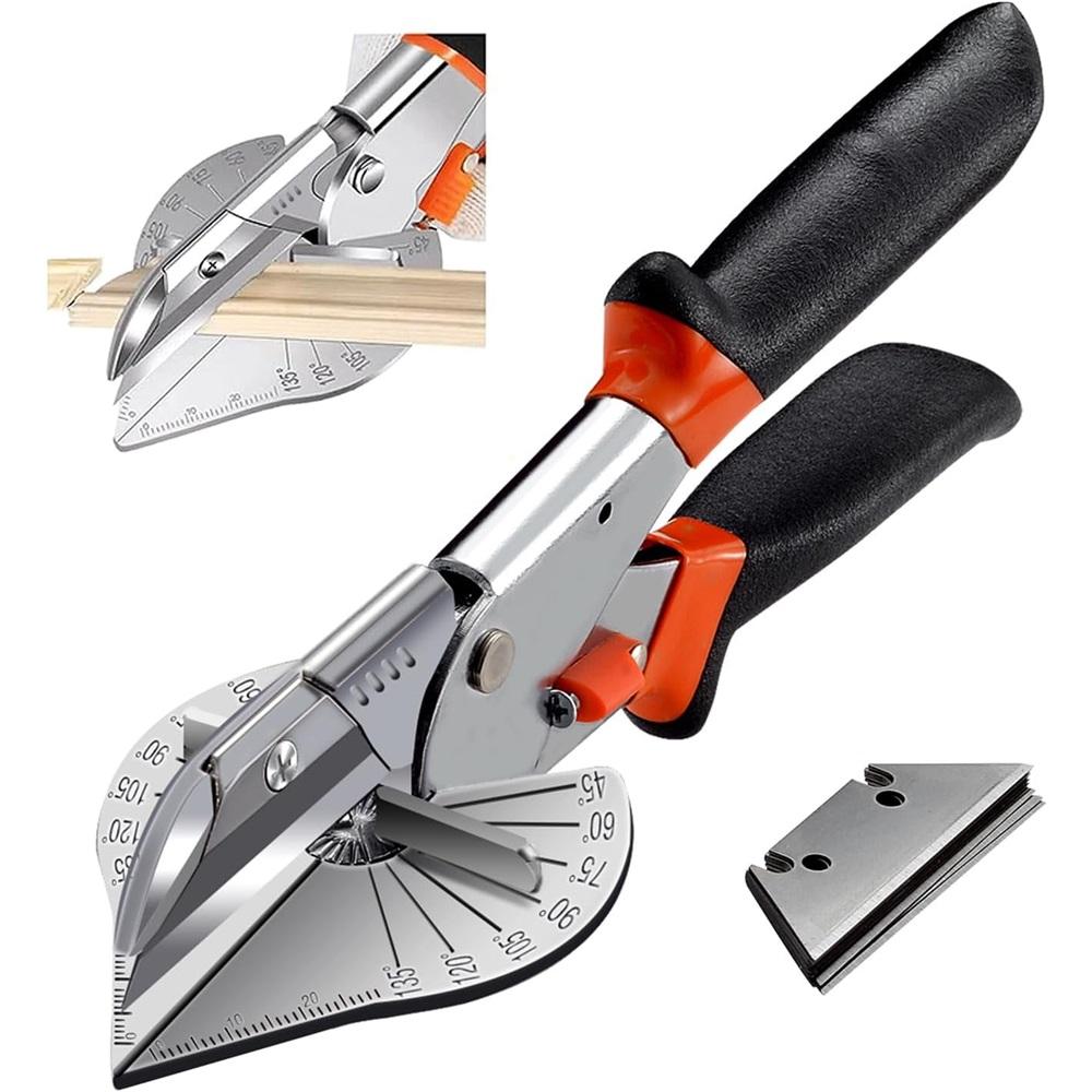 45° - 135° angle cutting scissors, quarter-circle cutting tool, used for cutting PVC, PPR, PE pipes, cork, including 10 spare blades