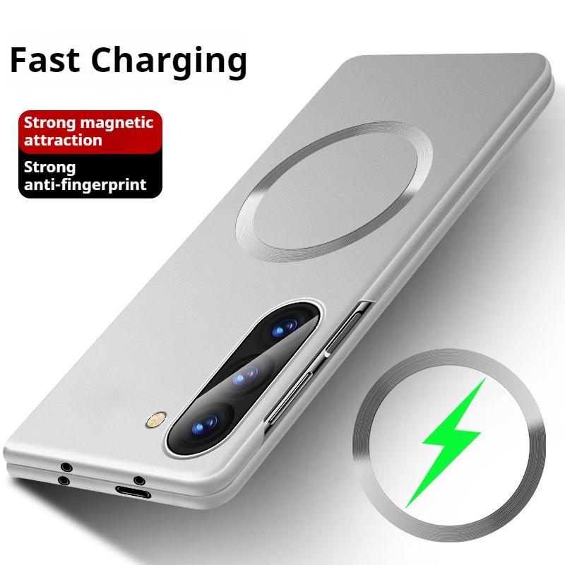 Для Magsafe Металлизированный Матовый Чехол с Магнитным Покрытием для Samsung Z Fold 7 6 5 4 3 ZFlip 7 6 5 4 3 Беспроводная Зарядка Тонкий ПК Чехол