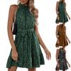 Ladies Casual Fashion Sexy New Sleeveless Dot Lace-up Ruffle Dress
