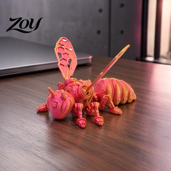 Decorative Magnetic Bee 3D Printed Refrigerator Magnet, Realistic Flexible Joint Figurine, Articulated Figure Decor for Kitchen Fridge & Office