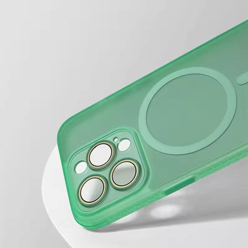 Frosted Translucent MagSafe Phone Case for iPhone 16 15 Pro Max 14 Pro 13 11 12 Trendy Wireless Charging Shockproof Back Cover