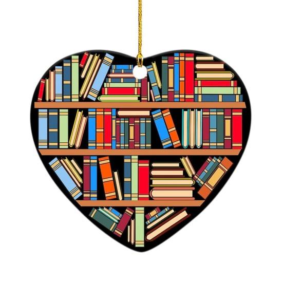 Heart Shaped Christmas Ornament Acrylic Bookshelf Xmas Tree Hanging Decorations 2D Flat