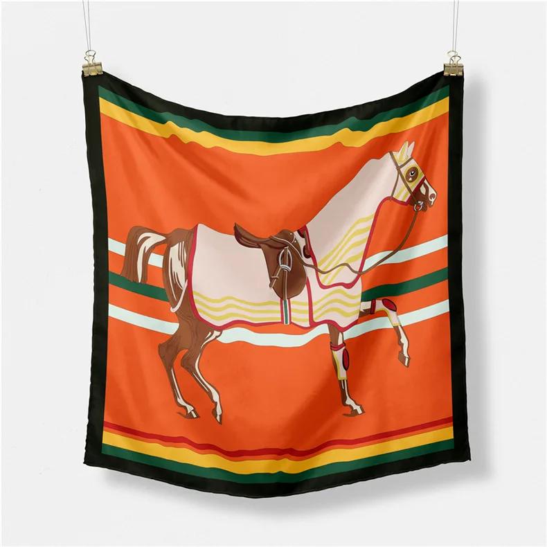 Luxury Print Silk Square Scarf Women Spring Neck Tie Shawl Wraps Female 53cm Hair Hand Wrist Headkercheif Hijab Bandana