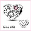 925 Silver Sister Heart Wedding Charm For Original Bracelet Cat Nurse Angel Jewelry Beads Spacer Stopper
