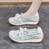 Летняя женская обувь модный тренд мягкая подошва на одной педали шнуровка туфли с мелким вырезом тонкие дышащие маленькие белые туфли