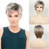 Градиентные светлые парики женские синтетические короткие прямые парики с челкой для дам натуральные стрижки парики для мамы костюм для пожилой женщины