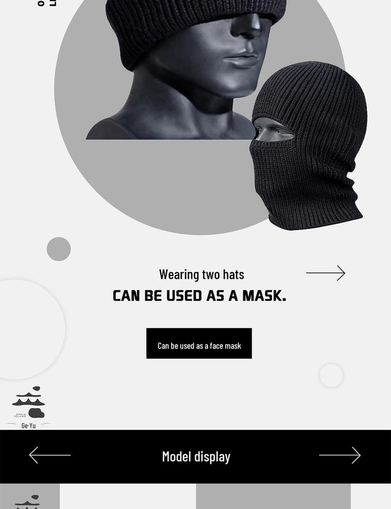 Men's Windproof Knitted Balaclava: Warm Cycling Face Mask and Winter Beanie