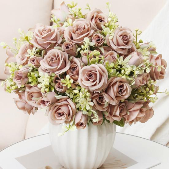 Искусственный цветок розы со стеблем Реалистичный домашний офисный стол Центральная часть свадебного букета из искусственных цветов Поддельная цветочная композиция Украшение для фотосессии