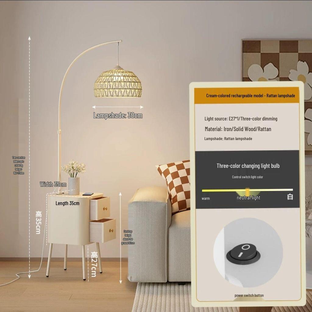 Современный кремовый торшер: Универсальный стиль для спальни, гостиной и прикроватной тумбочки