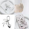 Fashion Heart Bowknot Charm Pendant Multifuntional Keychain Accessory Alloy Texture Perfect for Phone Case and Bag