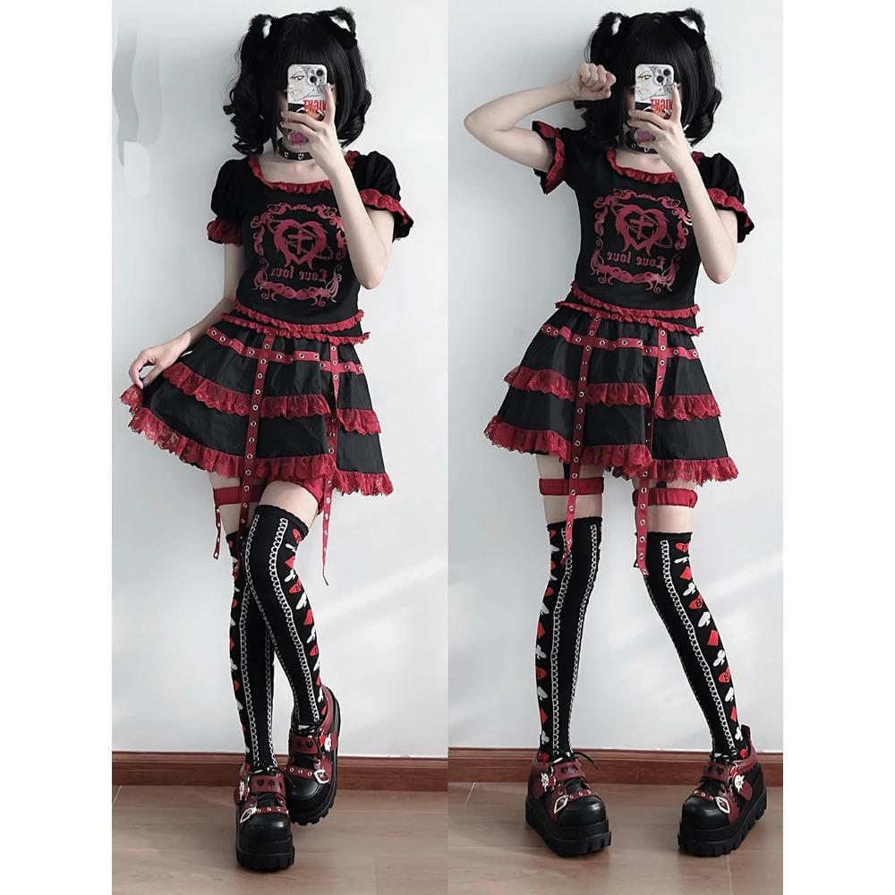 Уличный стиль для девочек Лолита Готическая обувь на платформе, женская обувь для покера Джокер Клоун Украшения Подъемник Подарок на Хэллоуин