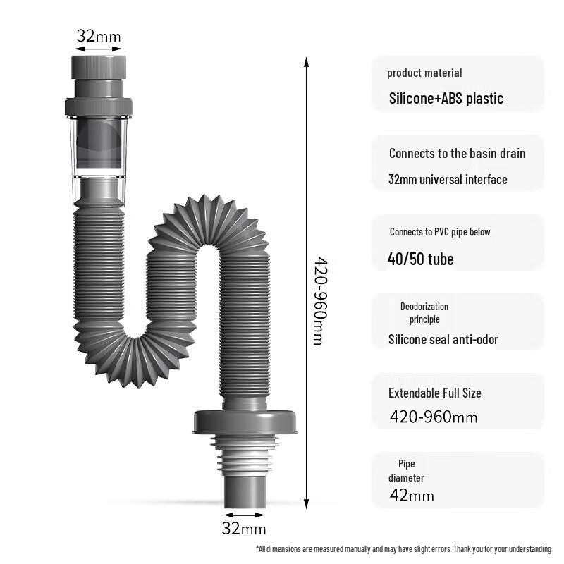 Телескопическая сливная труба для раковины Haili с защитой от запаха, из АБС-пластика