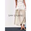 Spring and Summer New Women's Clothing French Evening Dress Pleated Decoration Stitching Tube Top Midi Skirt Dress 3152373