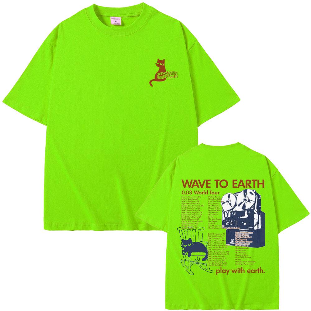 Wave To Earth Cat 0.03 Мировой тур Футболка Унисекс Унисекс Корейский модный тренд Футболка Унисекс Хлопковые футболки оверсайз Y2k Уличная одежда