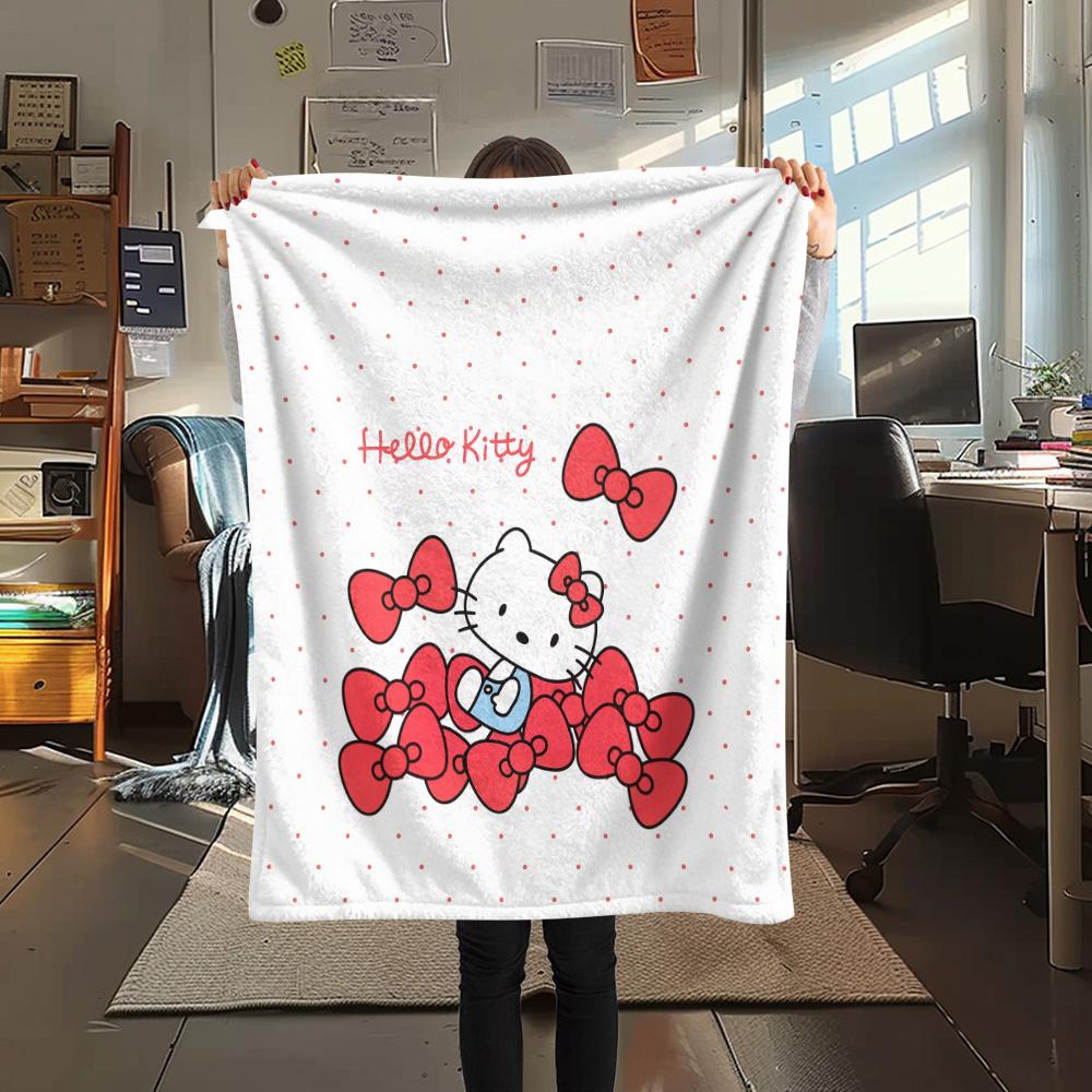 Фланелевое одеяло с принтом Hello Kitty, Высокое качество, Удобное для всех сезонов, Декор для дома, Тепло и уют