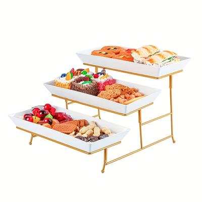 1шт трехъярусная стойка для фруктовых подносов для фуршетного стола, холодная тарелка, креативная стойка для фруктовых подносов для торта, сладких закусок, фруктовый поднос, стойка для демонстрации еды