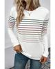 Azura Exchange Multicolor Striped Crew Neck Long Sleeve Top