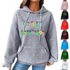 Women's Fashion Loose Hooded Pullover Long Sleeve Plaid Sweatshirt With Drawstring, Drop Shoulder, Pocket, Christmas Print Top
