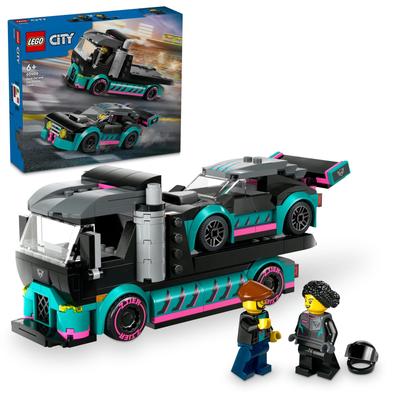 LEGO Городской гоночный автомобиль и транспортер игрушка подарок на день рождения блок образовательный рождественский мальчики девочки дети 6 лет 7 лет 8 лет 9 лет