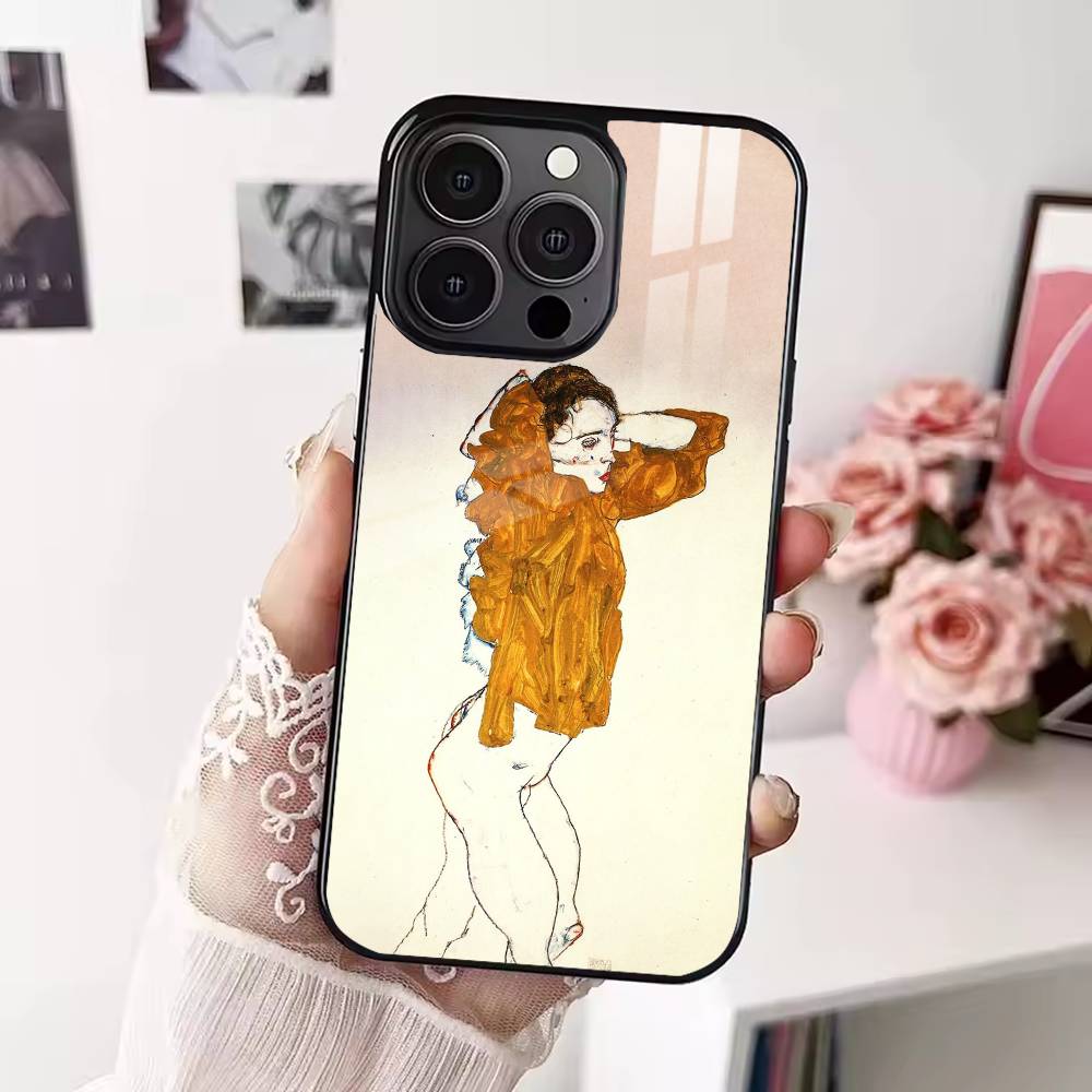 E-Egon S-Schiele Art Phone Case For iPhone 17,16,15,14,13,12,Plus,Pro,Max for Magsafe Magnetic Wireless Charging