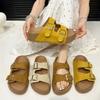 Seaside Beach Sandals with Buckle Round Skirt Cool Slippers Women's Retro One-word Thick-soled Slippers 2025 Summer