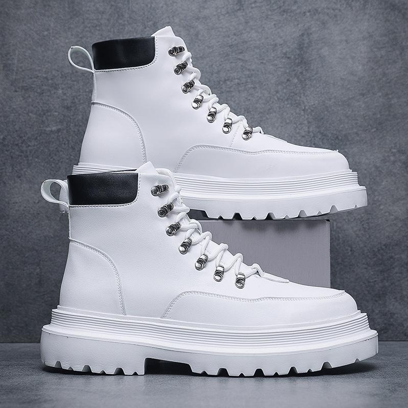 Новые мужские туфли на платформе контрастных черно-белых цветов, трендовые универсальные уличные повседневные рабочие туфли на шнуровке с металлическими деталями, мужские туфли на платформе