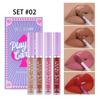 Mini Thin Tube Lip Gloss Poker Lipstick Set of 4 Matte Matte Non-stick Cup Lipstick