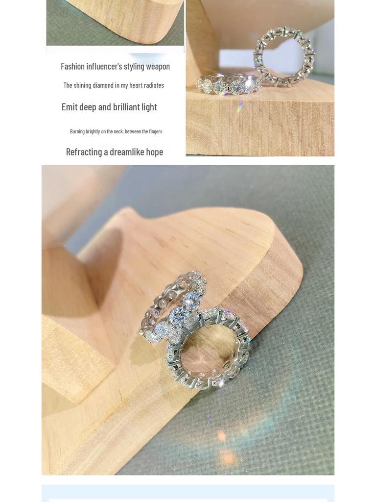 Помолвочное кольцо с муассанитом цвета D: Вечное кольцо из белого золота 18 карат с бриллиантами, покрытие из стерлингового серебра, платина 950 пробы, для указательного пальца